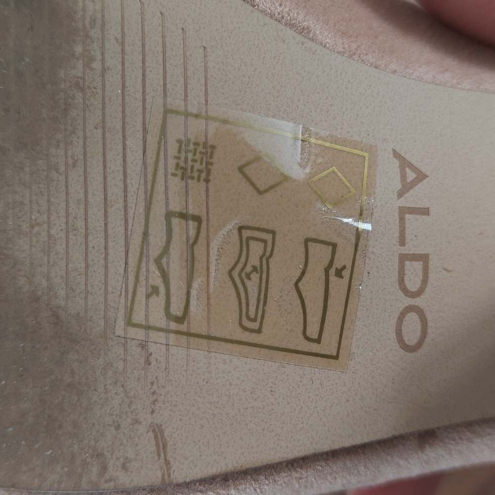 Aldo Nude Suede Open-Toe Block Heel Mule 6.5 - Picture 8 of 8